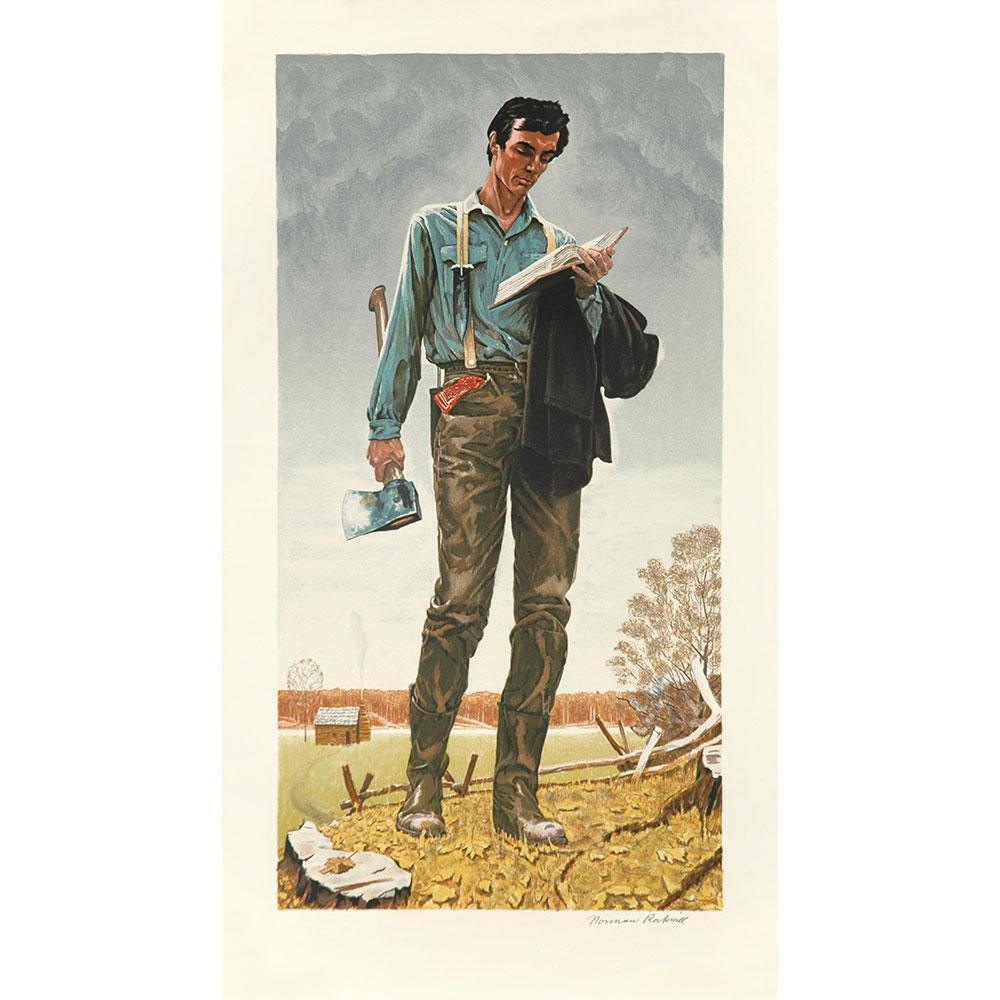 Young Lincoln (Lincoln Rail Splitter) - Signed Lithograph – Norman