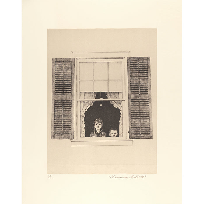 Children Looking Out Window Signed Print