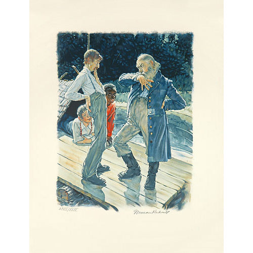 Huck Finn, King and Duke on Raft 26x20 Artist Proof
