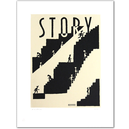 R.O. Blechman: Stairs Signed Print