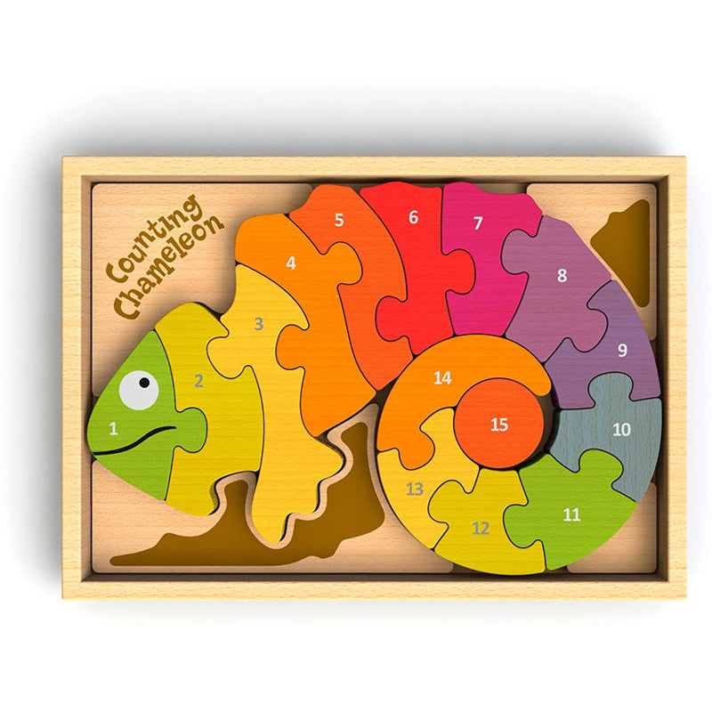 Counting Chameleon Wooden Puzzle