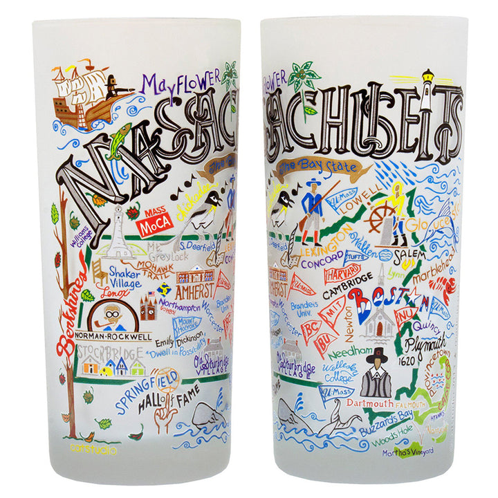 Massachusetts Frosted Drinking Glass