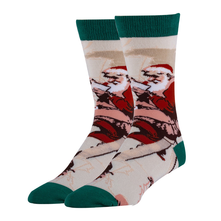 Santa at the Map Crew Socks