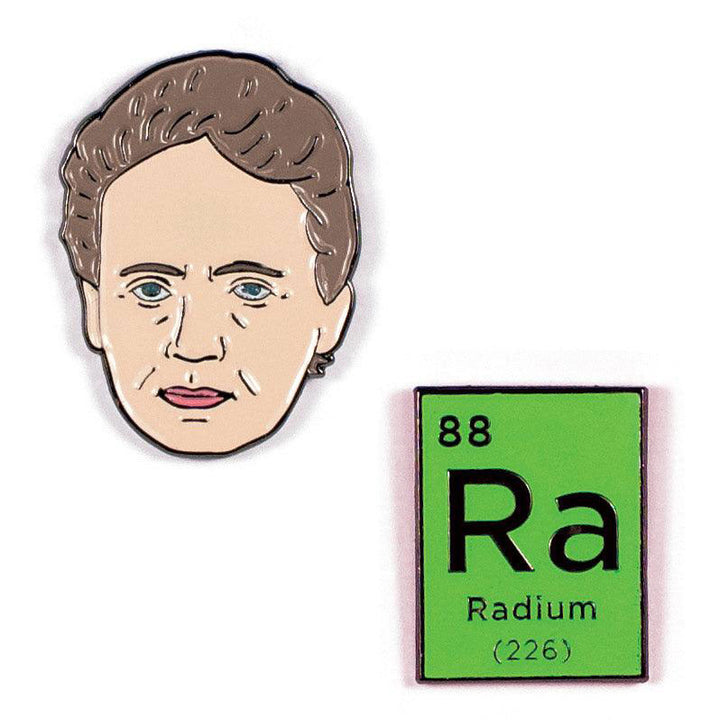 Curie & Radium Enamel Pin Set (Glow in the Dark)