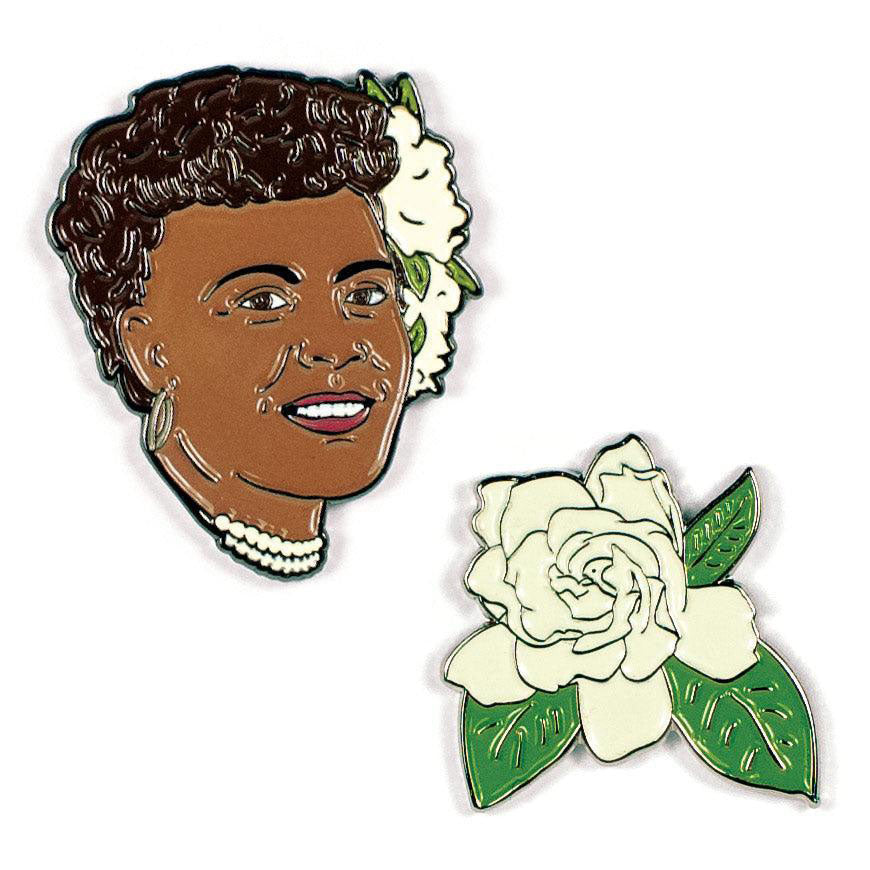 Billie Holiday & Gardenia Enamel Pin Set