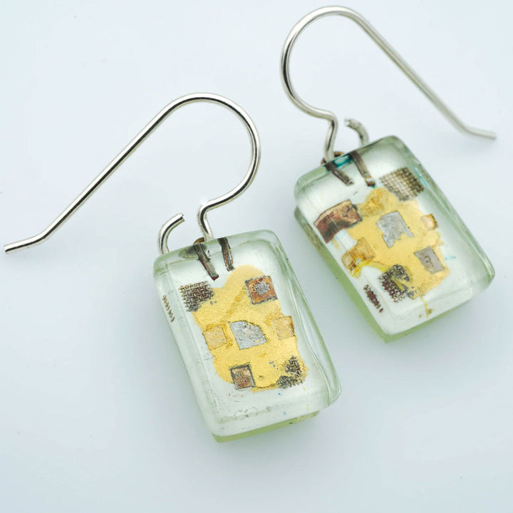 White Golden Rule Drop Earrings