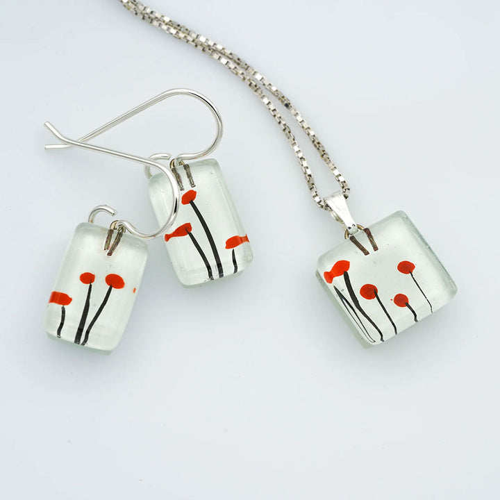 Poppies Charm Earring and Necklace Set