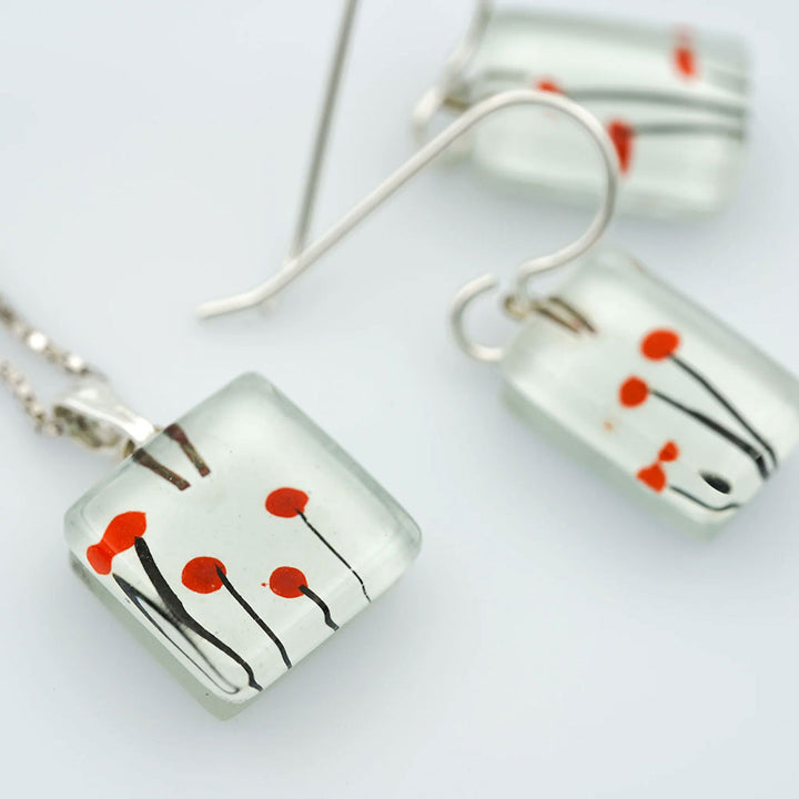 Poppies Charm Earring and Necklace Set