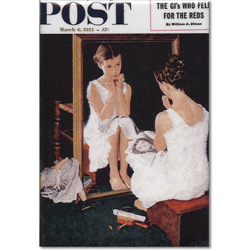 Norman Rockwell Girl at Mirror Refrigerator Magnet from Norman
