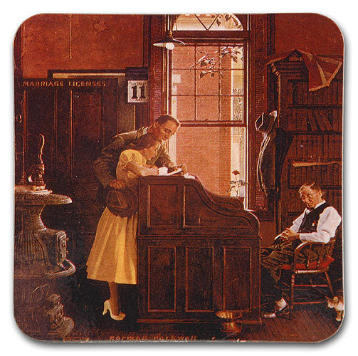 Norman Rockwell Marriage License Coaster from Norman Rockwell