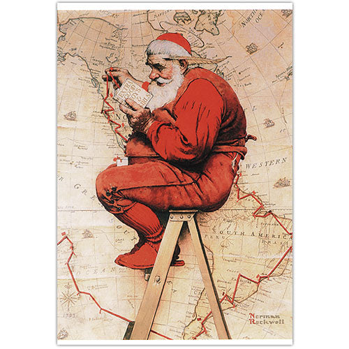 Santa at the Map Postcard