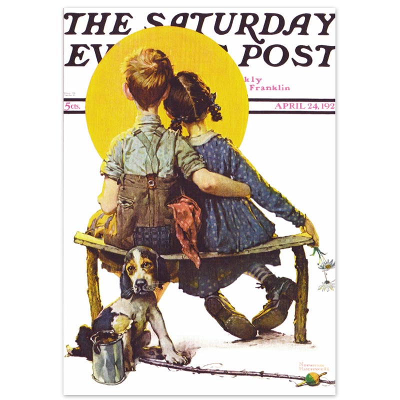 Norman Rockwell Puppy Love (Sunset, Spooners) Notecard from Norman