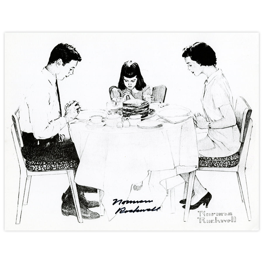 Family at Dinner Table Autographed Print