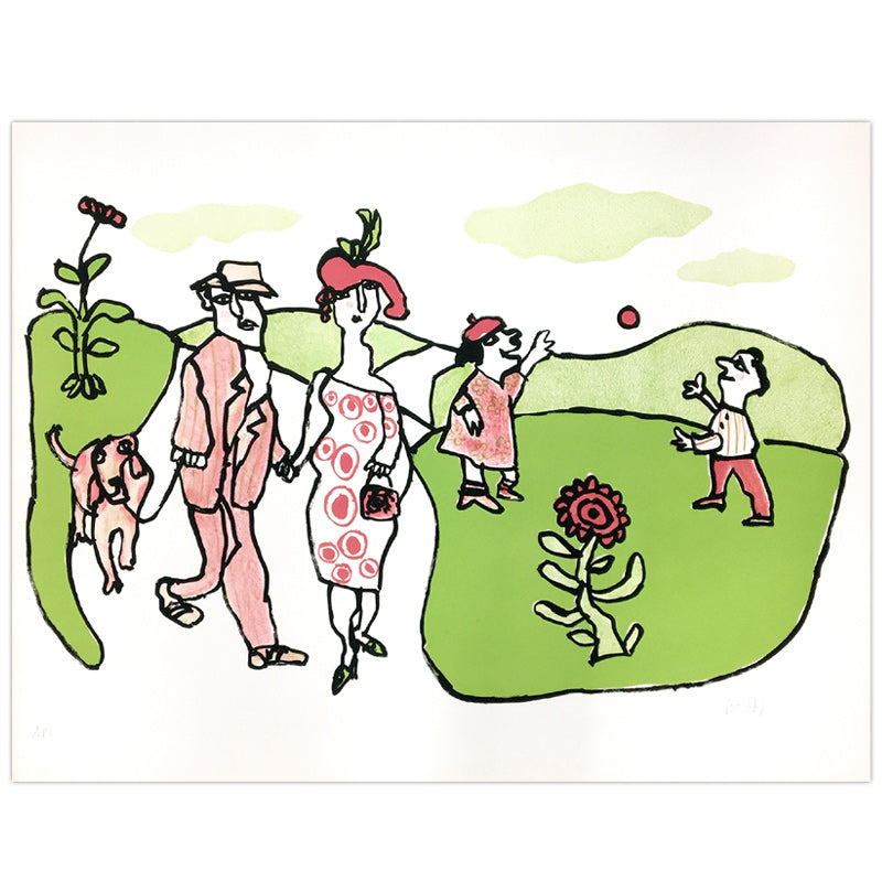William Steig Dog Walk in Park Signed Print