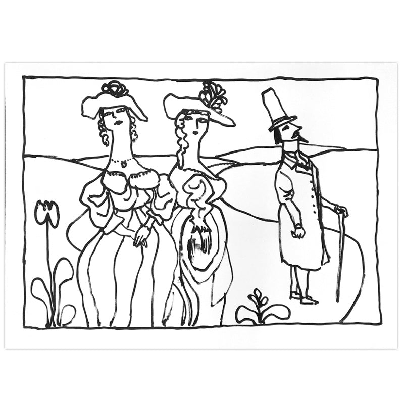 William Steig Three Figures in Garden Limited Edition Print