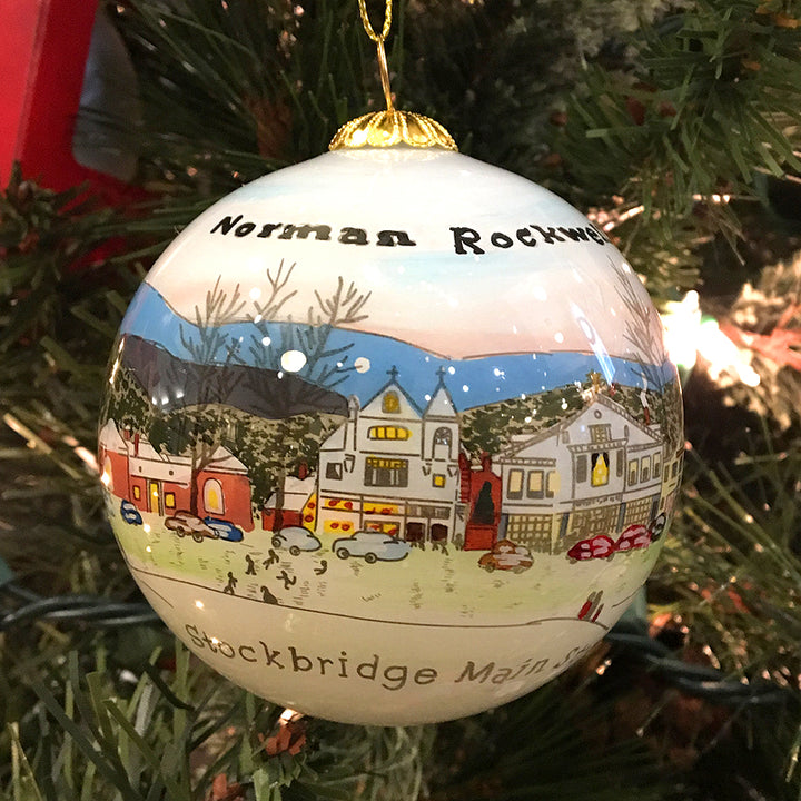 Hand Painted Stockbridge Main Street at Christmas Ornament