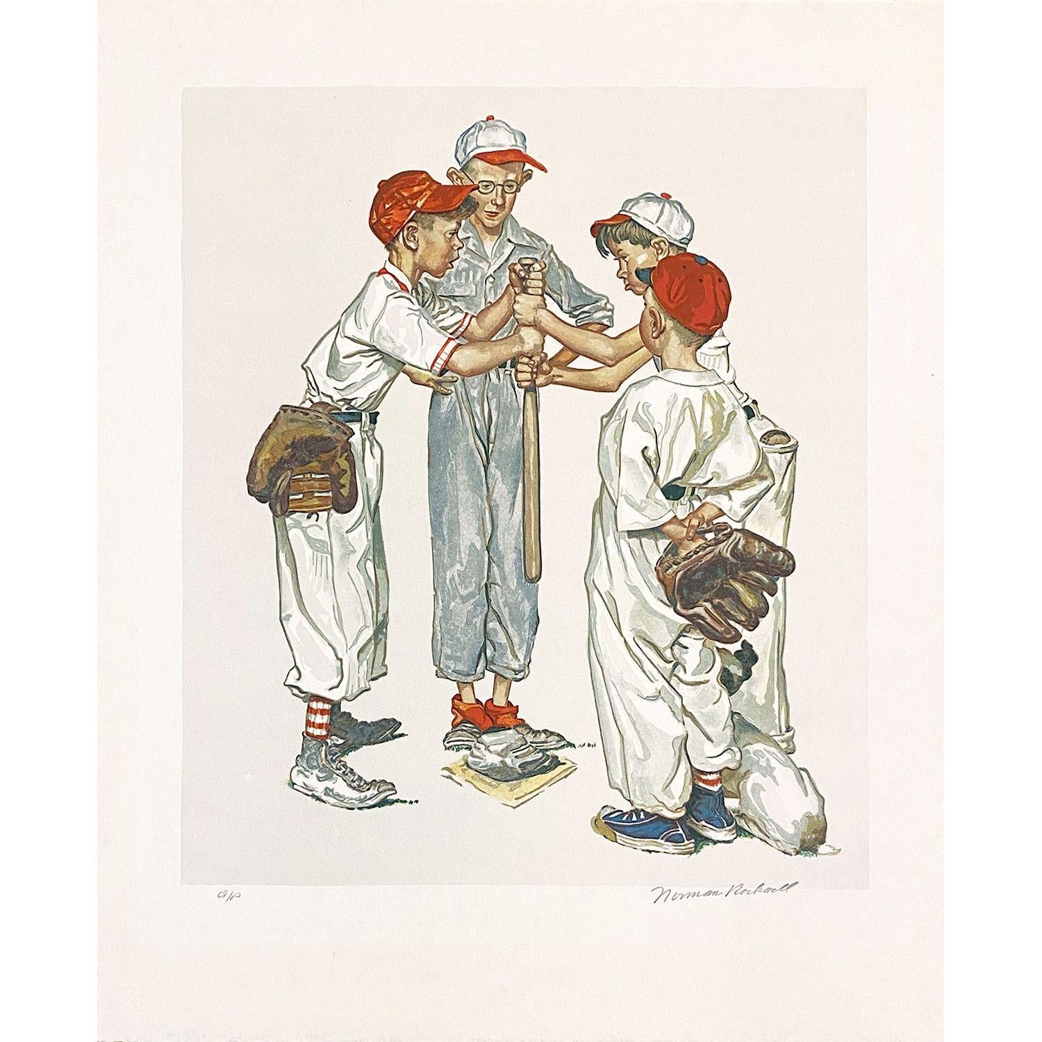 N. Rockwell Juvenile Cowboy オフセットプリント Sporting Boys: Choosin' Up (Baseball) Signed Print – Norman
