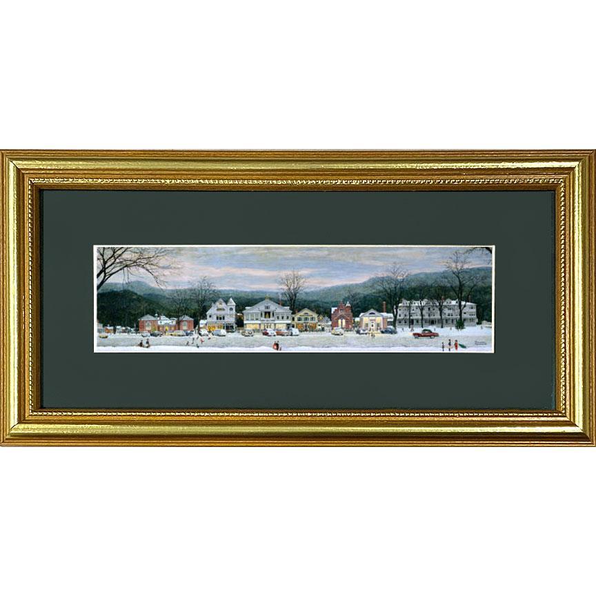 Stockbridge Main Street at Christmas - Framed Print - 6x12 (Gold