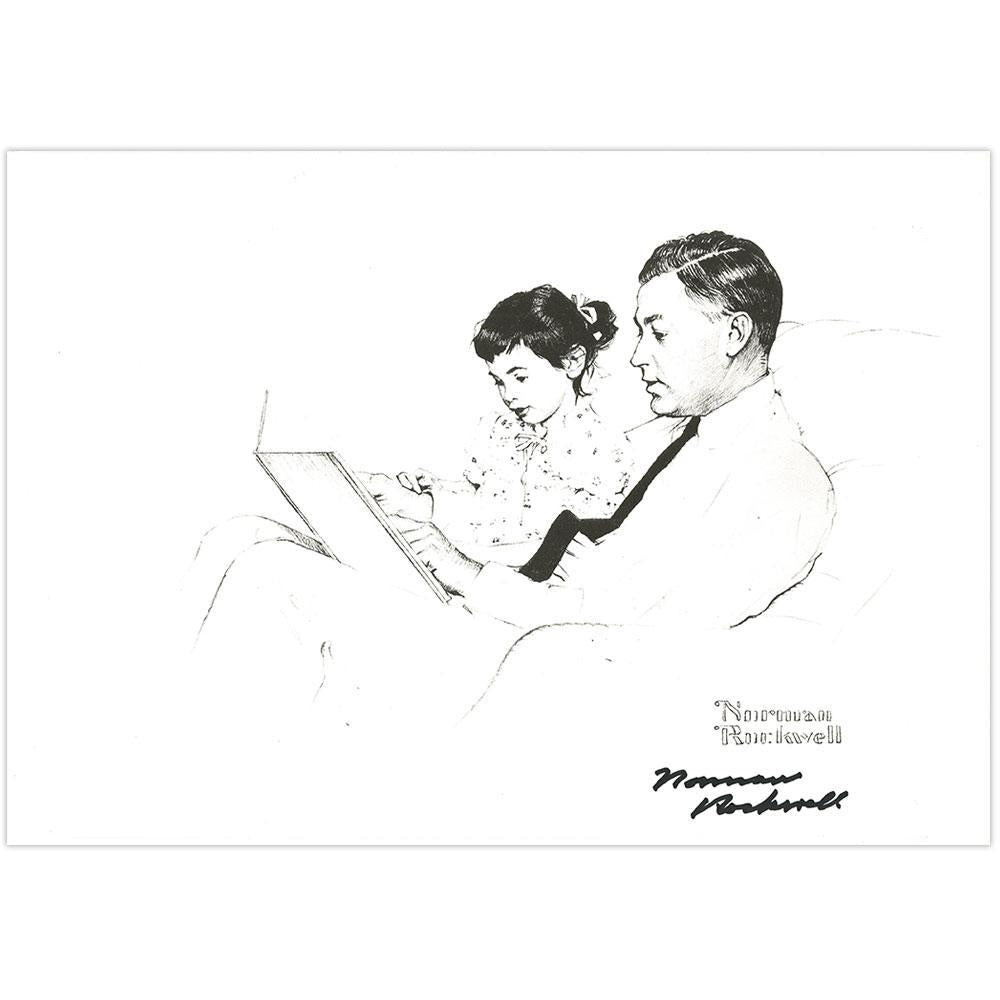 Father Reading to Daughter Signed Print