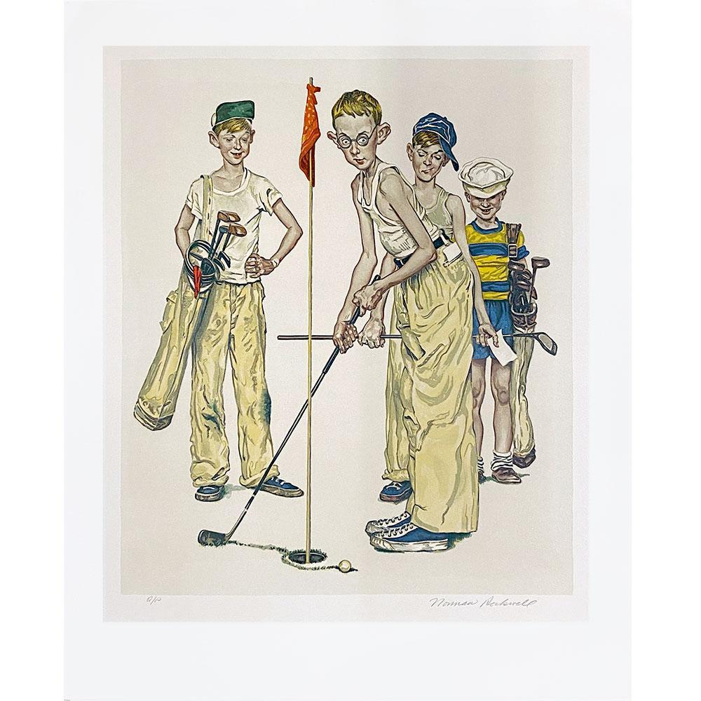 Four Sporting Boys - Golf (Missed) Signed Print