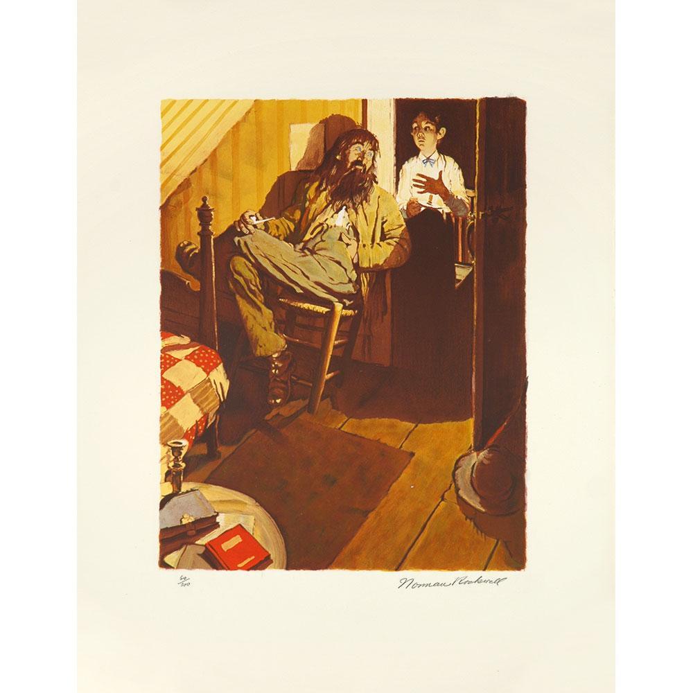 The Adventures of Huckleberry Finn: Huck Entering His Room Signed Lithograph