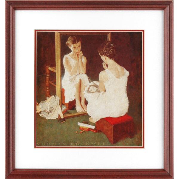 Girl at the Mirror - Framed Offset Print - 17x18 (Wood)