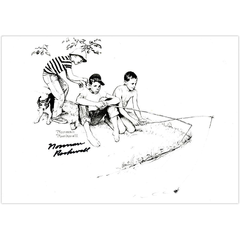 Boys Fishing Signed Print