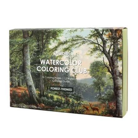 Forest-Themed Watercolor Coloring Club Box