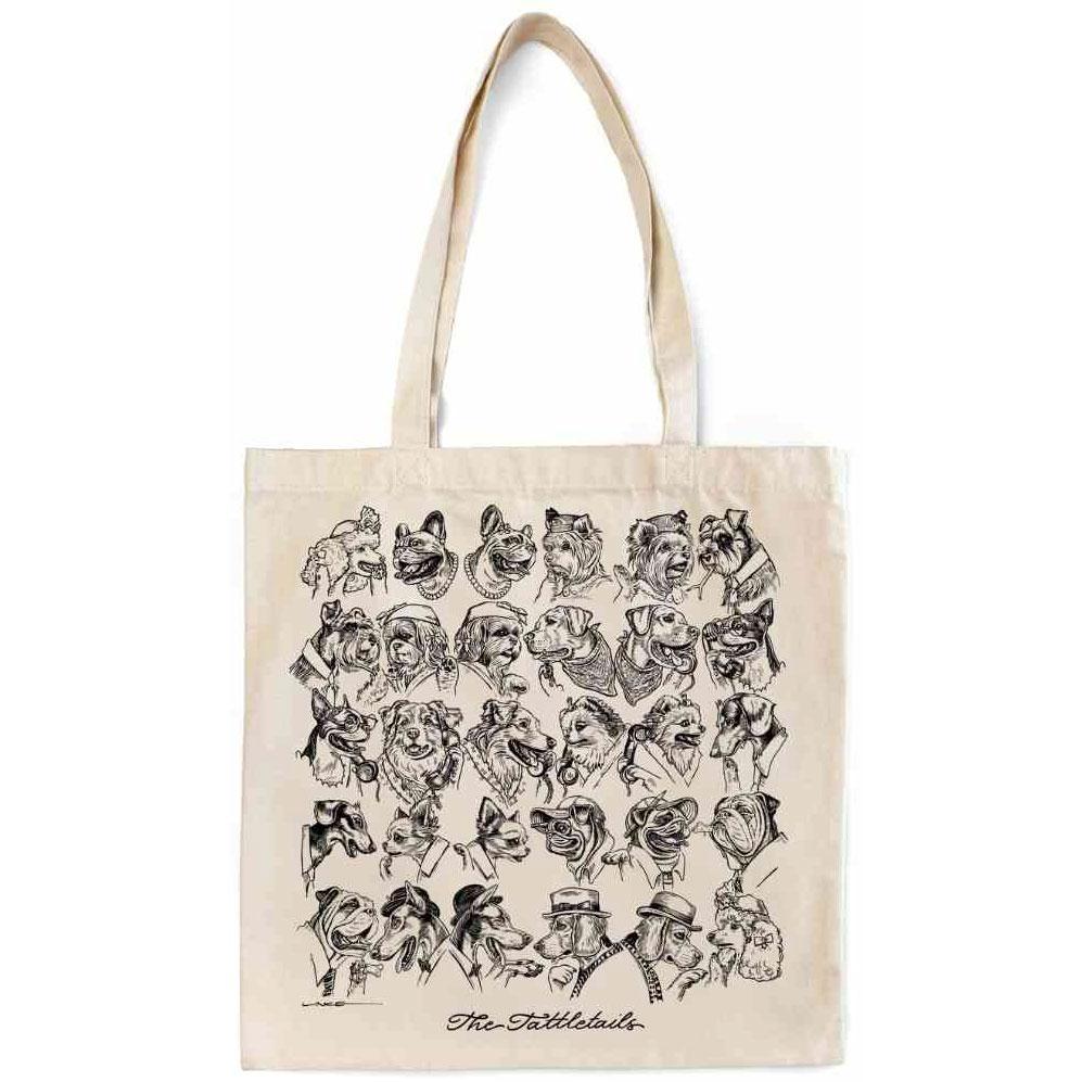 Organic Cotton Tote “The Tattletails”  Gossips Parody With Dogs