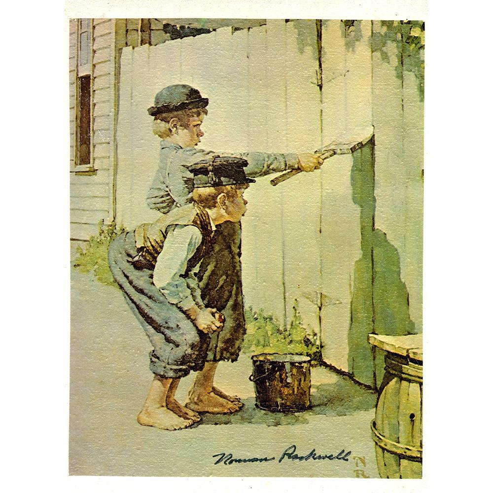 Tom Sawyer Whitewashing the Fence Signed Print