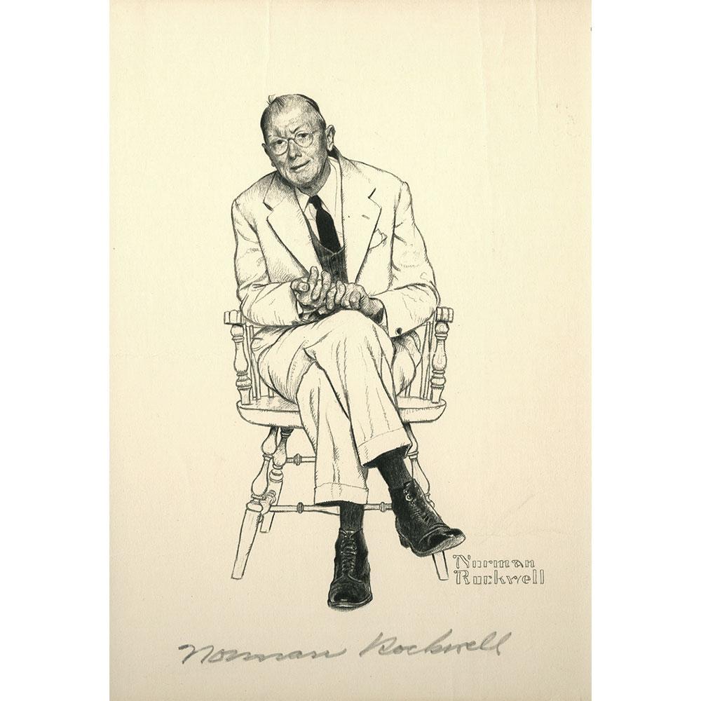 Man Sitting With Legs Crossed Signed Print