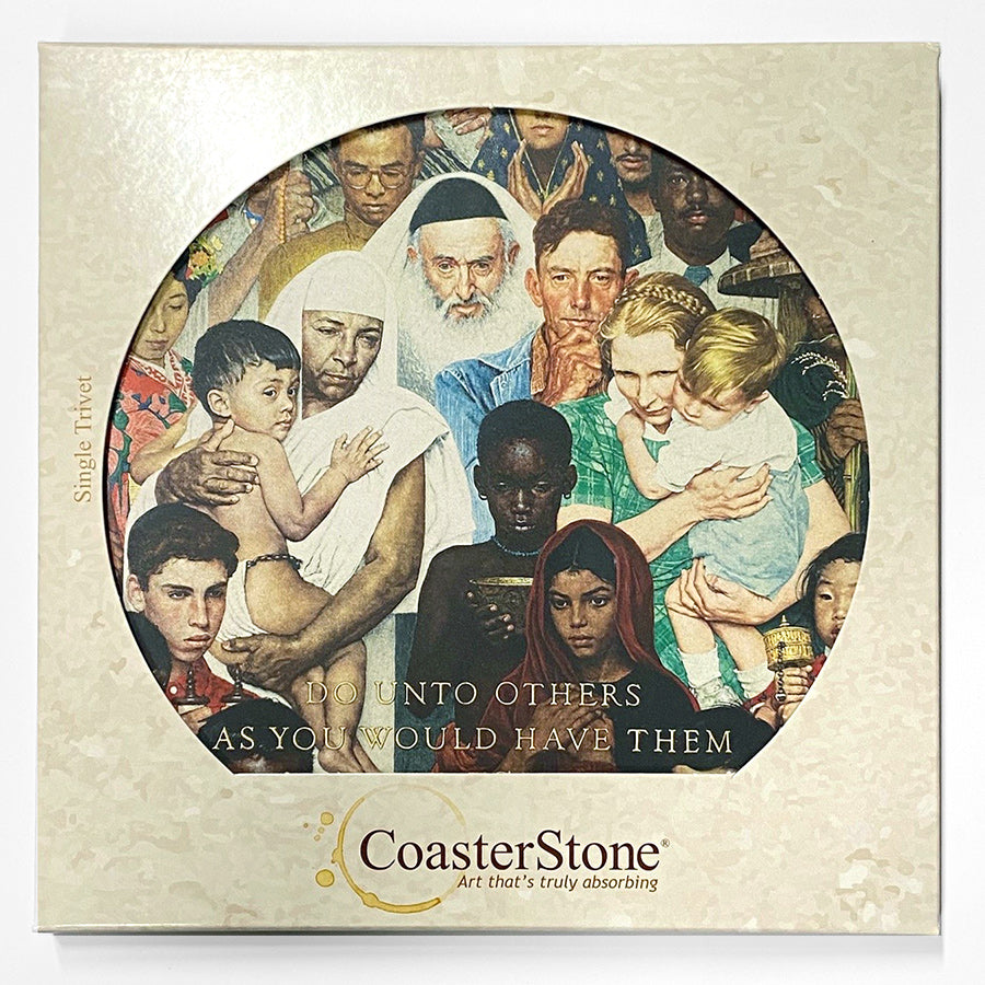 Norman Rockwell The Golden Rule Sandstone Trivet from Norman