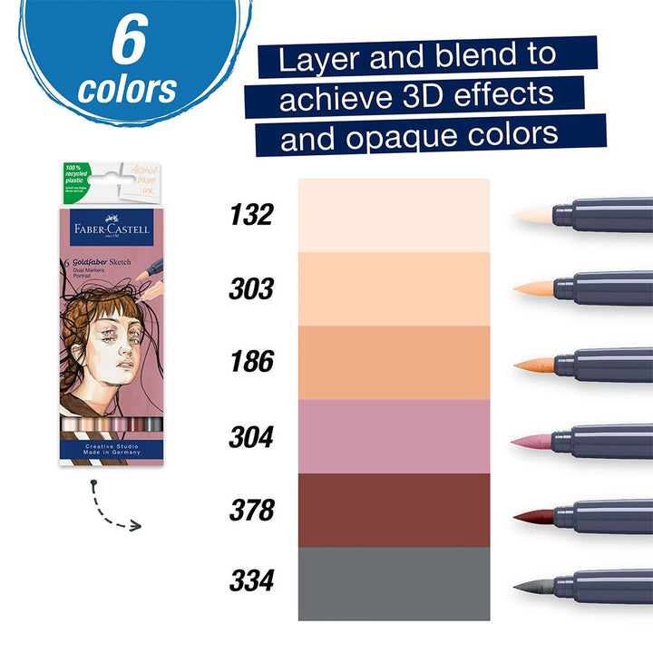 6 Goldfaber Sketch Dual Markers Portrait
