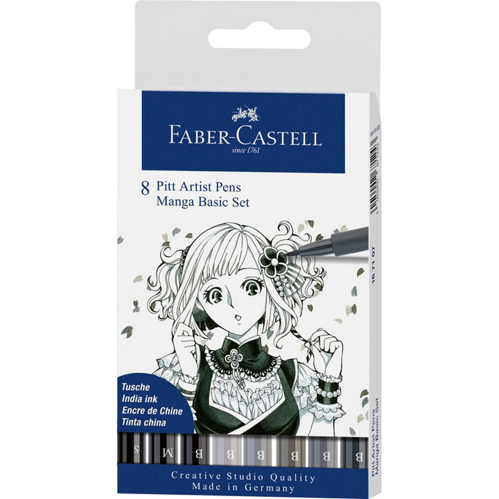 Manga Basic Set of 8 Pitt Artist India Ink Pens