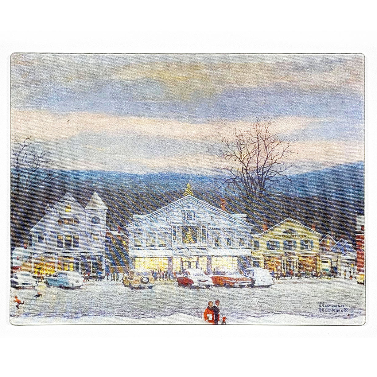 Stockbridge Main Street at Christmas Tempered Glass Serving Board