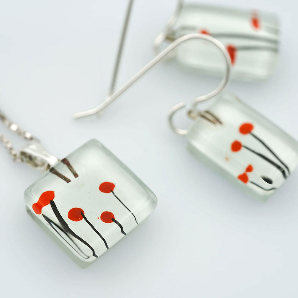 Poppies Charm Earring and Necklace Set