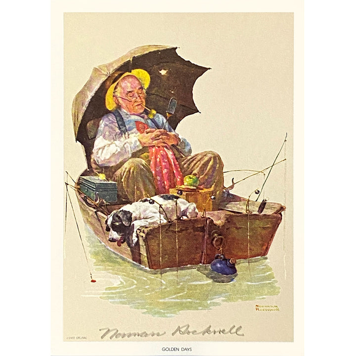 Old Man in Fishing Boat Signed Print