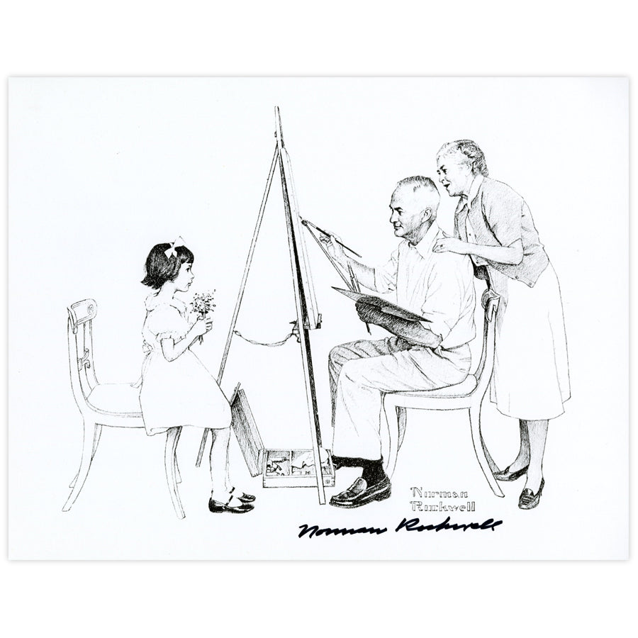 Grandfather Painting Granddaughter Autographed Print