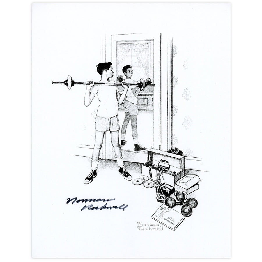 Boy With Barbell Signed Print