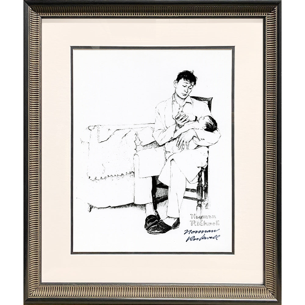 Father Feeding Infant Framed Autographed Print