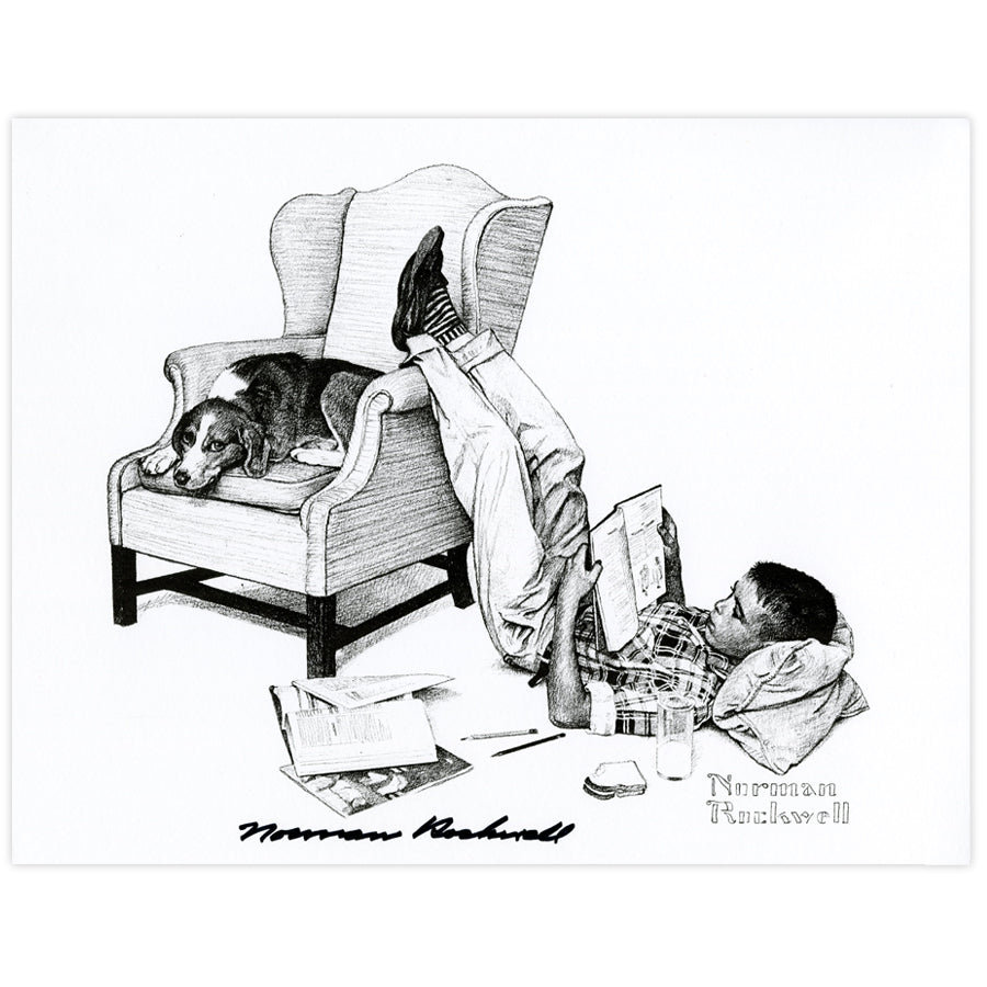 Teenager Studying Signed Print