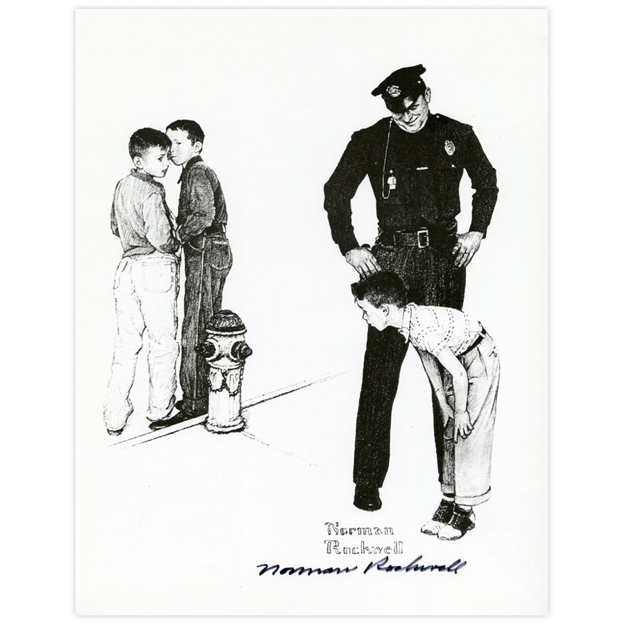 Policeman With Boys Signed Print
