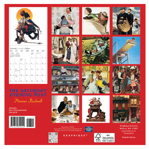 天*)様 50s~60s San-Mor POST OFFICE ワークジャケッ Saturday Evening Post Mini 16 Month 2026 Calendar – Norman