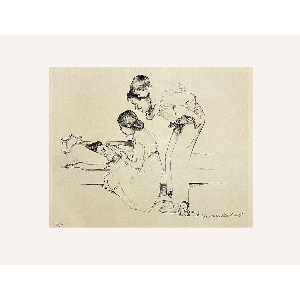 Safe & Sound (Tucking Children into Bed) Signed Lithograph