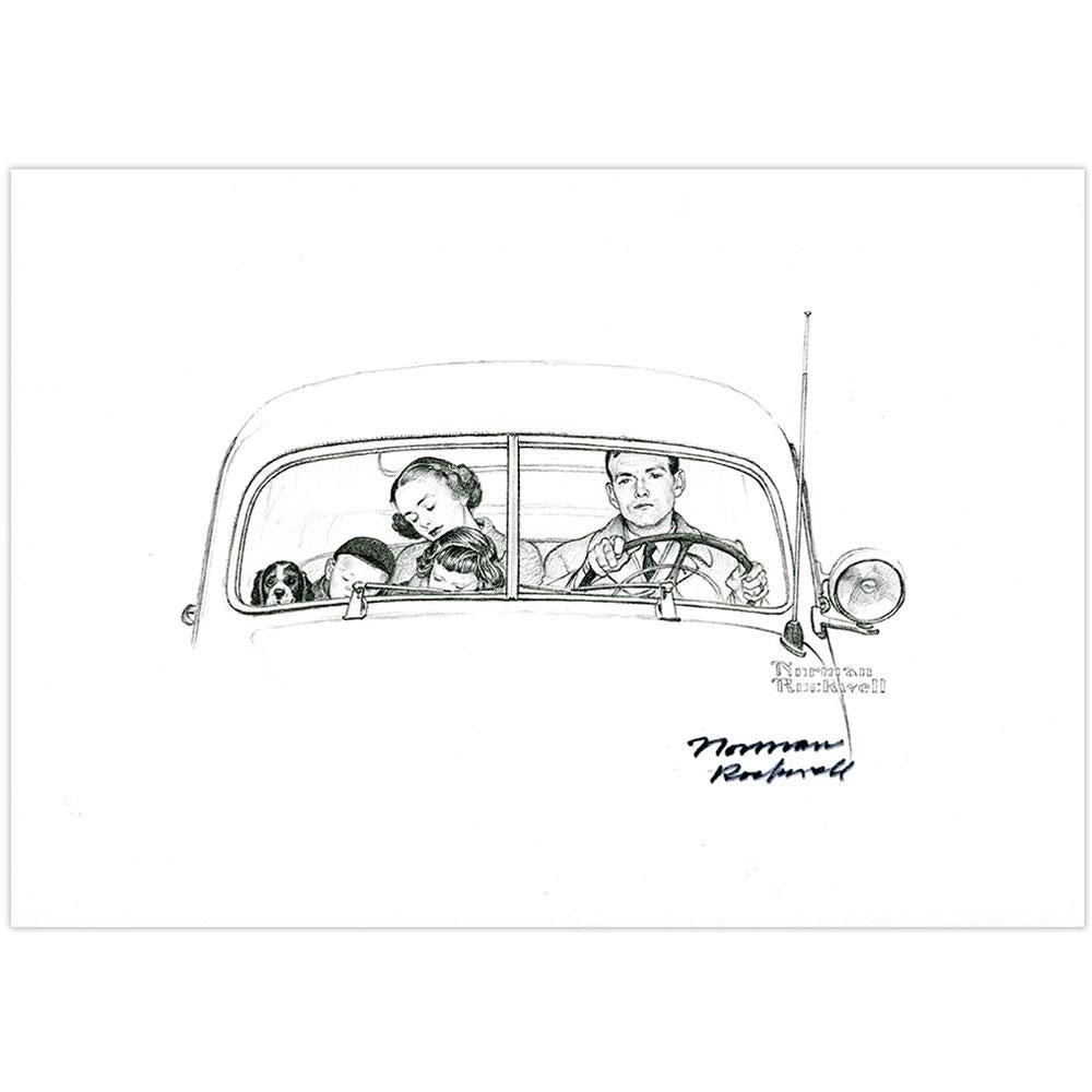 Family in Auto (Family Car) Signed Print