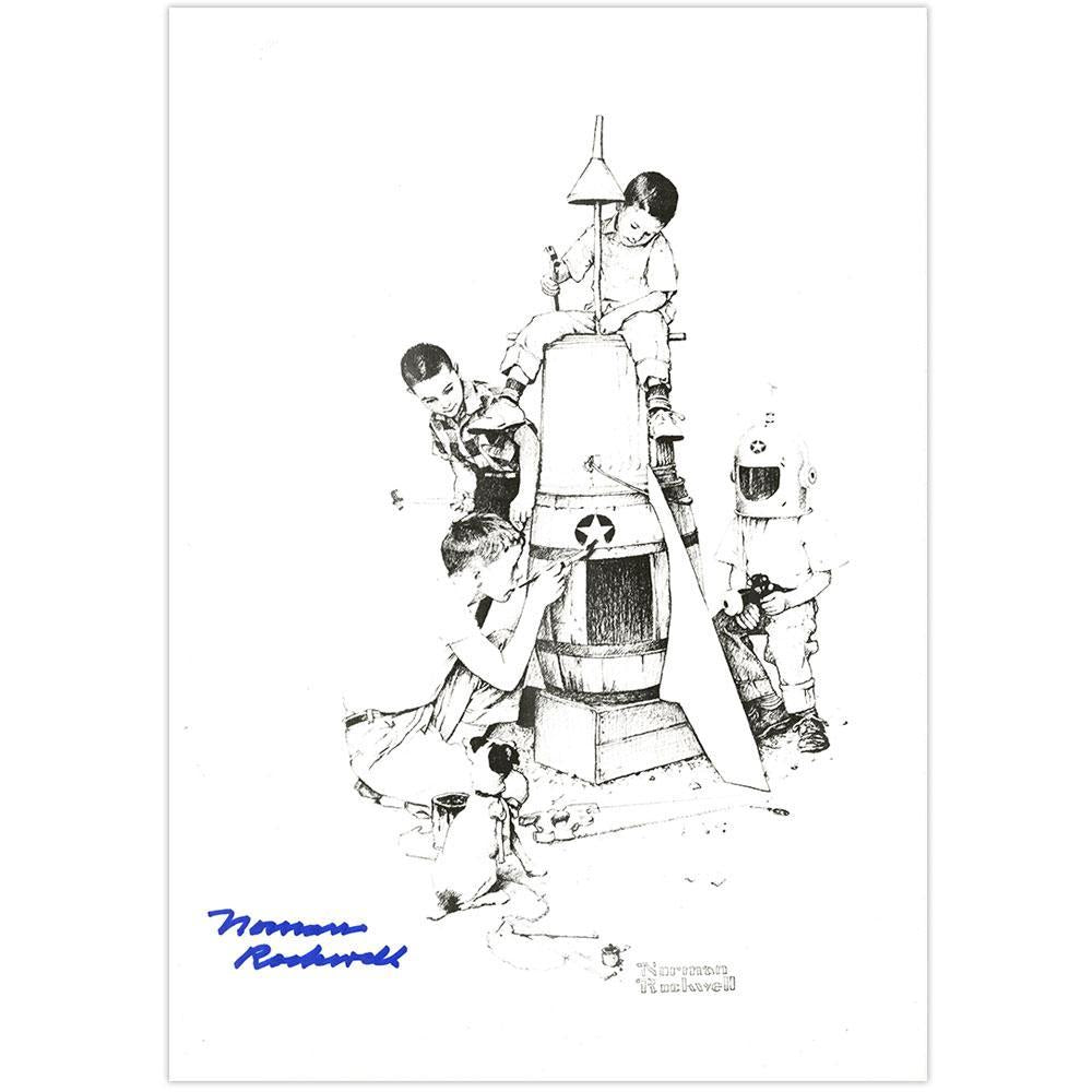 Boys Building Rocketship Signed Print