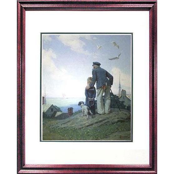 Outward Bound (The Stay at Homes, Looking Out to Sea) - Framed Offset Print - 12x15.5