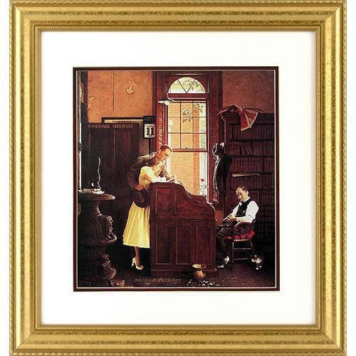 Marriage License 18 x 19 Gold Framed Offset Print