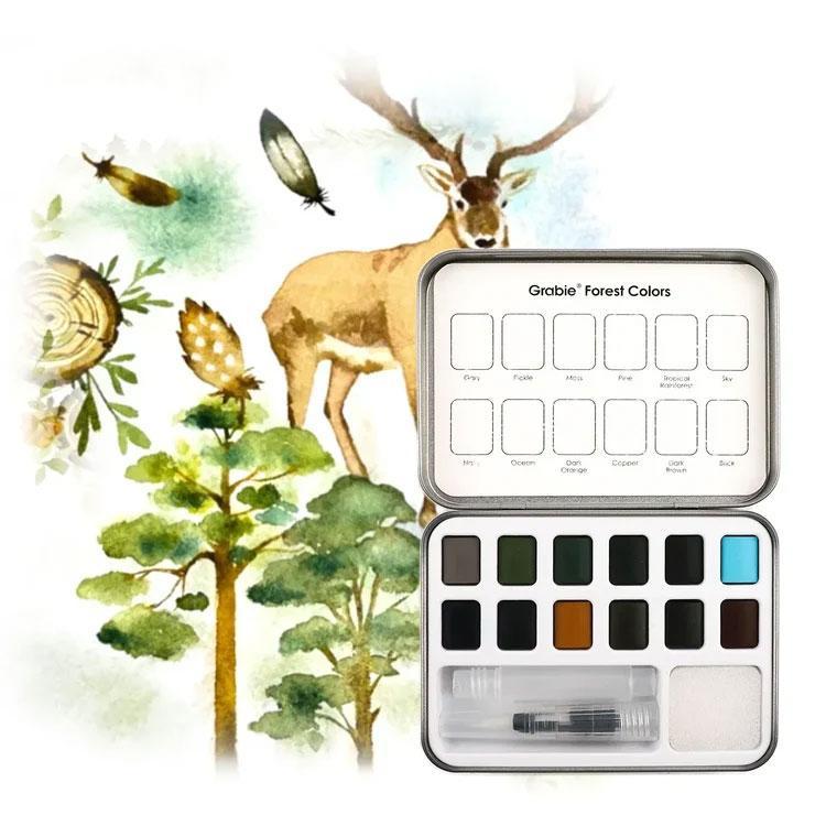 Forest-Themed Watercolor Coloring Club Box