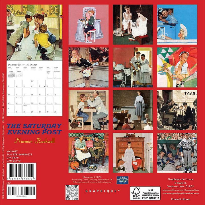Norman Rockwell 2027 16-Month Mini Wall Calendar